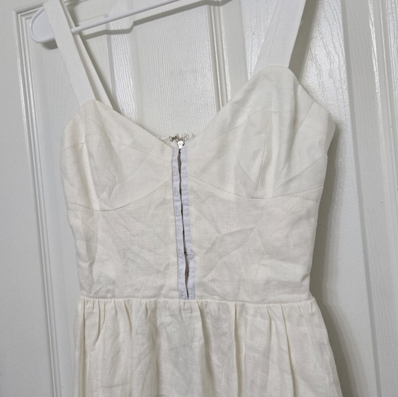 Reformation Dolci 100% Linen White Corset Dress Ruffle Hem Sleeveless Midi 4 - Picture 10 of 13